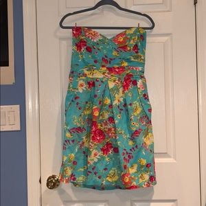 Light Blue Floral Short Dress